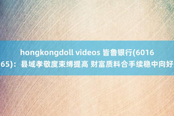 hongkongdoll videos 皆鲁银行(601665)：县域孝敬度束缚提高 财富质料合手续稳中向好